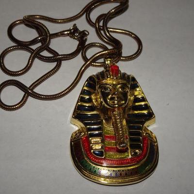 Egyptian God Tourist Pendant, Gold Tone, Great Costume Accent 