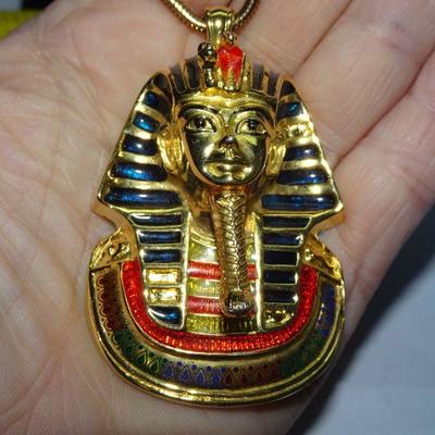 Egyptian God Tourist Pendant, Gold Tone, Great Costume Accent 