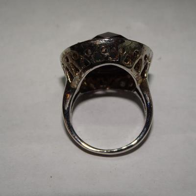 Over-Sized Gold Tone Rhinestone Ring 