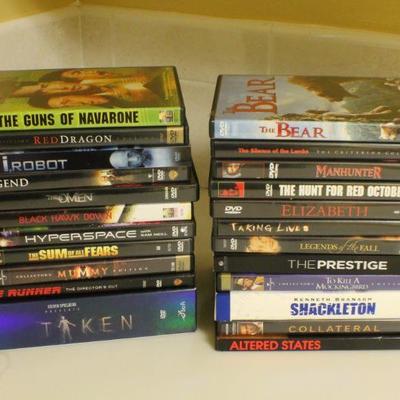 LOT #336: Large DVD Collection (TAKEN Box Set, Black Hawk Down, I Robot, The Hunt for Red October and MORE)