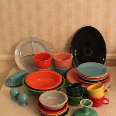 LOT #342: HUGE Mid Century Modern FIESTAâ„¢ Colorful Dinnerware Set