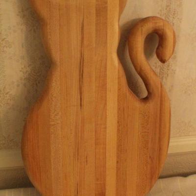 LOT #345: Large Cat Shaped Wood Chopping Block 