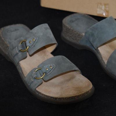 Lot 83: Blue suede Clarks sandals
