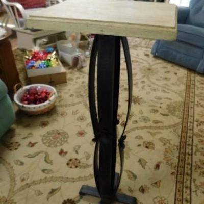 Metal Artisan Post Plant Stand with Solid Wood Top 15