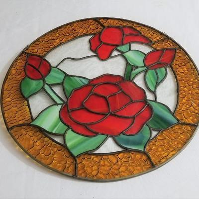 Lot #61  Stained Glass Suncatcher - Roses