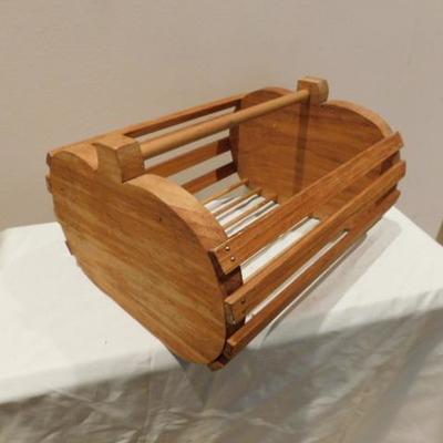 Folk Art Solid Wood Apple Basket 12