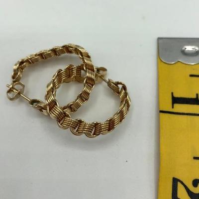 14k Gold Link Hoop Earrings