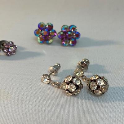 3 Pairs of Rhinestone Earrings