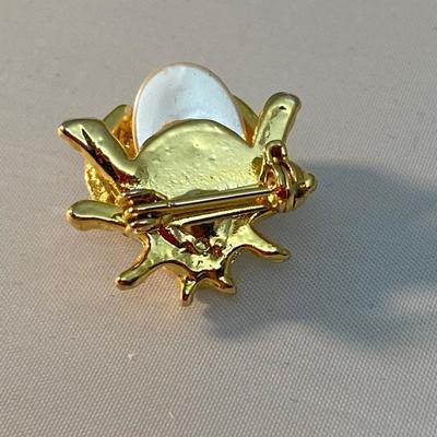 Rhinestone Beetle Lady Bug Pin & Earrings Set