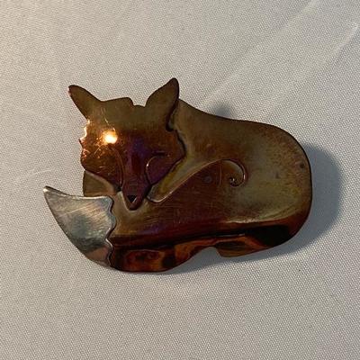 Copper & Silver Slumbering Fox Pin by Far Fetched
