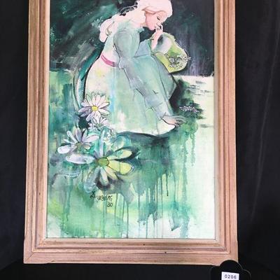 Large Mid Century Original Signed Acrylic on Canvas Dahlberg Lot 206j