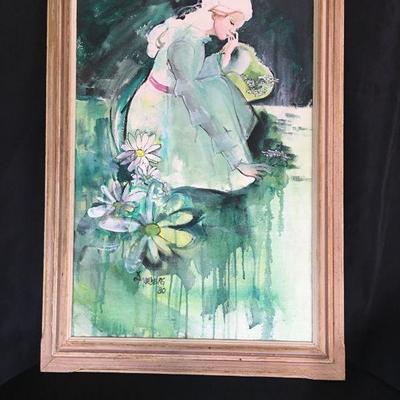 Large Mid Century Original Signed Acrylic on Canvas Dahlberg Lot 206j