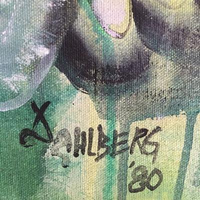 Large Mid Century Original Signed Acrylic on Canvas Dahlberg Lot 206j
