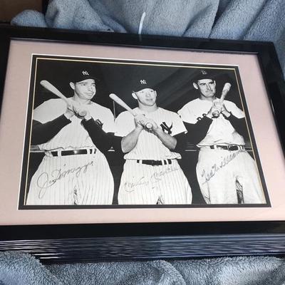 Mickey Mantle, Joe DiMaggio & Ted Williams Autographed Framed 11 x 14 Photo