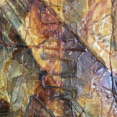 Large Abstract Mid Century Modern Mixed Media Original Painting Signed Lot # 207