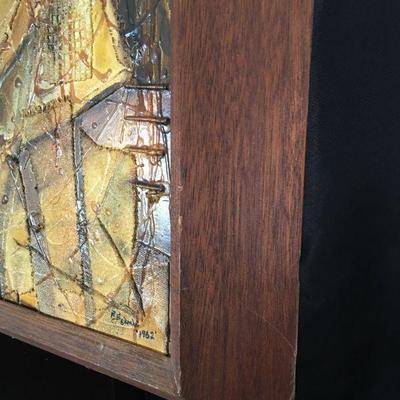 Large Abstract Mid Century Modern Mixed Media Original Painting Signed Lot # 207