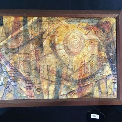 Large Abstract Mid Century Modern Mixed Media Original Painting Signed Lot # 207