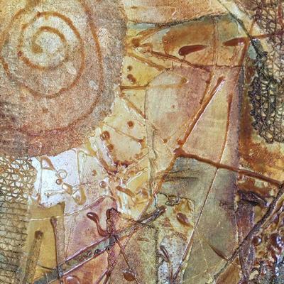 Large Abstract Mid Century Modern Mixed Media Original Painting Signed Lot # 207