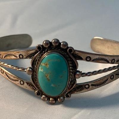 Turquoise & Sterling Southwest Cuff Style Bracelet