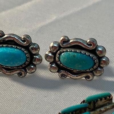 Two pairs of Southwestern Turquoise & Silver Earrings