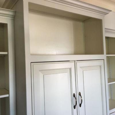 Contemporary Ivory Bookcase Media Cabinet 