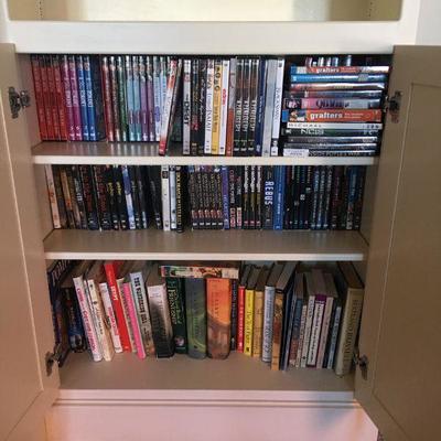 Contemporary Ivory Bookcase Media Cabinet 