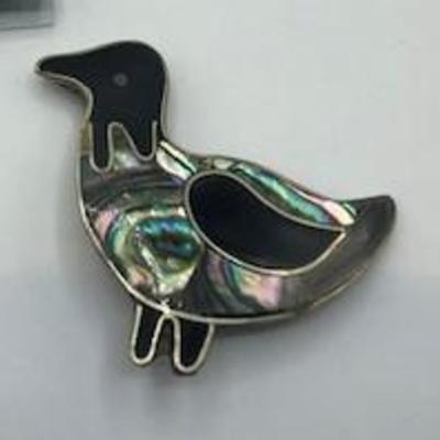 Lalosh Silver Mother of Pearl Duck Pin