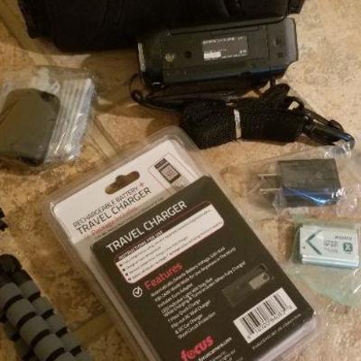 LOT #39: Vintage SONY HDR-CX240 Camera w/ Bag and Accessories