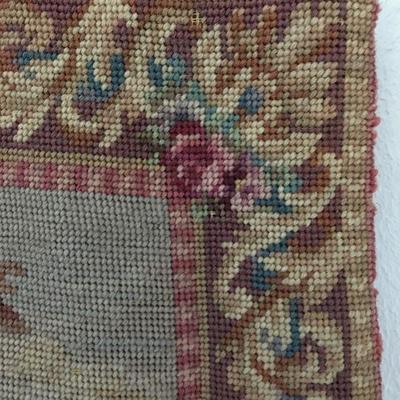 Antique Petit Point Tapestry Hand-Made Includes decorative hanging iron European Scene Lot # 151