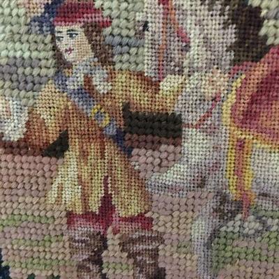 Antique Petit Point Tapestry Hand-Made Includes decorative hanging iron European Scene Lot # 151