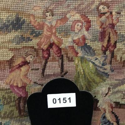 Antique Petit Point Tapestry Hand-Made Includes decorative hanging iron European Scene Lot # 151