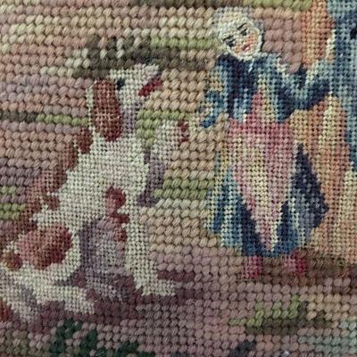 Antique Petit Point Tapestry Hand-Made Includes decorative hanging iron European Scene Lot # 151