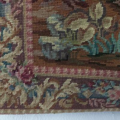 Antique Petit Point Tapestry Hand-Made Includes decorative hanging iron European Scene Lot # 151