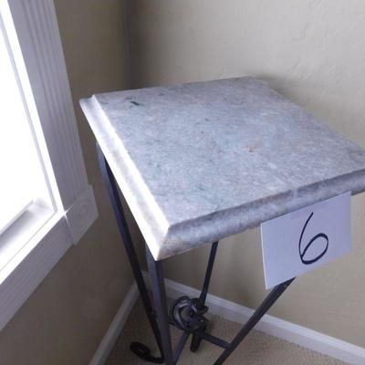 Lot 6 plant stand metal with simulated marble base simulator marble top