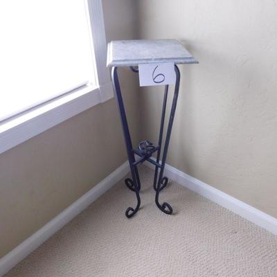 Lot 6 plant stand metal with simulated marble base simulator marble top