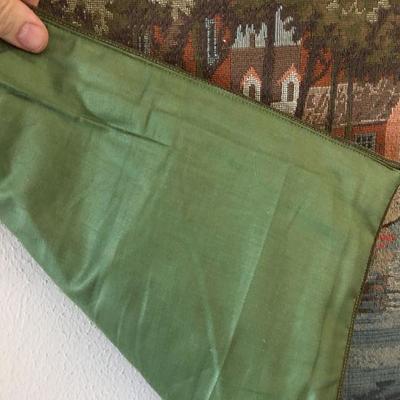 Amsterdam Canal Scene Horizontal Tapestry Vintage Machine Made w/ Decorative Iron Rod Lot 152