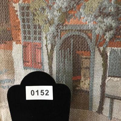 Amsterdam Canal Scene Horizontal Tapestry Vintage Machine Made w/ Decorative Iron Rod Lot 152