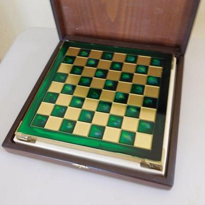 Lot 18 wooden box containing miniature chess set