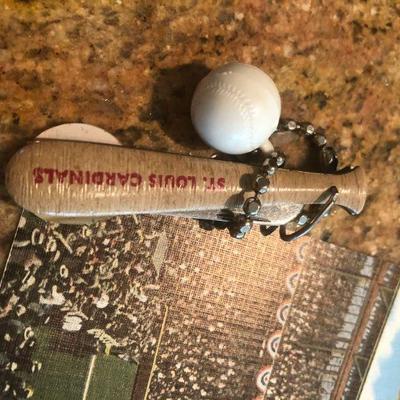 Key chain and old postcard St. Louis Cardinals