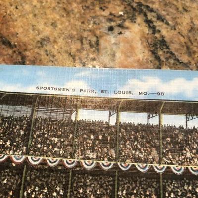 Key chain and old postcard St. Louis Cardinals