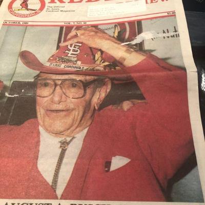 Newspaper announcing Gussie Busch dies