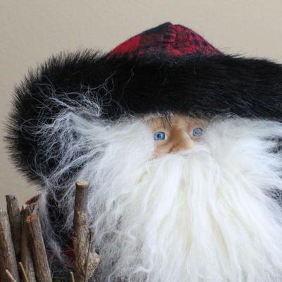 LOT #47: Vintage Tall Santa Claus Figure Red Plaid Hooded Coat