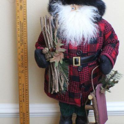 LOT #47: Vintage Tall Santa Claus Figure Red Plaid Hooded Coat