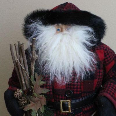 LOT #47: Vintage Tall Santa Claus Figure Red Plaid Hooded Coat