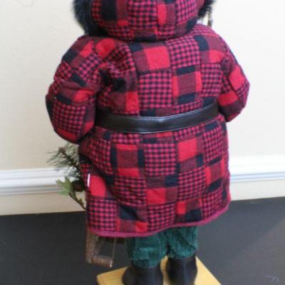 LOT #47: Vintage Tall Santa Claus Figure Red Plaid Hooded Coat