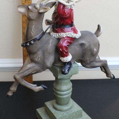 LOT #50: Tall Santa Claus Riding Reindeer Holiday Deco