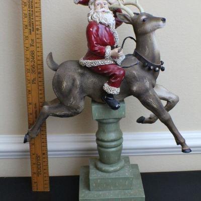 LOT #50: Tall Santa Claus Riding Reindeer Holiday Deco