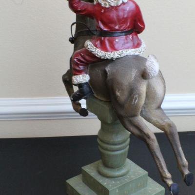 LOT #50: Tall Santa Claus Riding Reindeer Holiday Deco