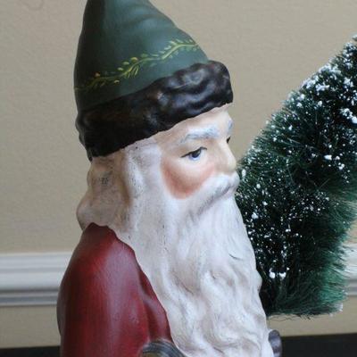 LOT #51: Traditional American Craftsâ„¢ Tall Santa Claus w/ Tree and Bag of Toys Holiday Deco