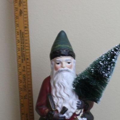 LOT #51: Traditional American Craftsâ„¢ Tall Santa Claus w/ Tree and Bag of Toys Holiday Deco